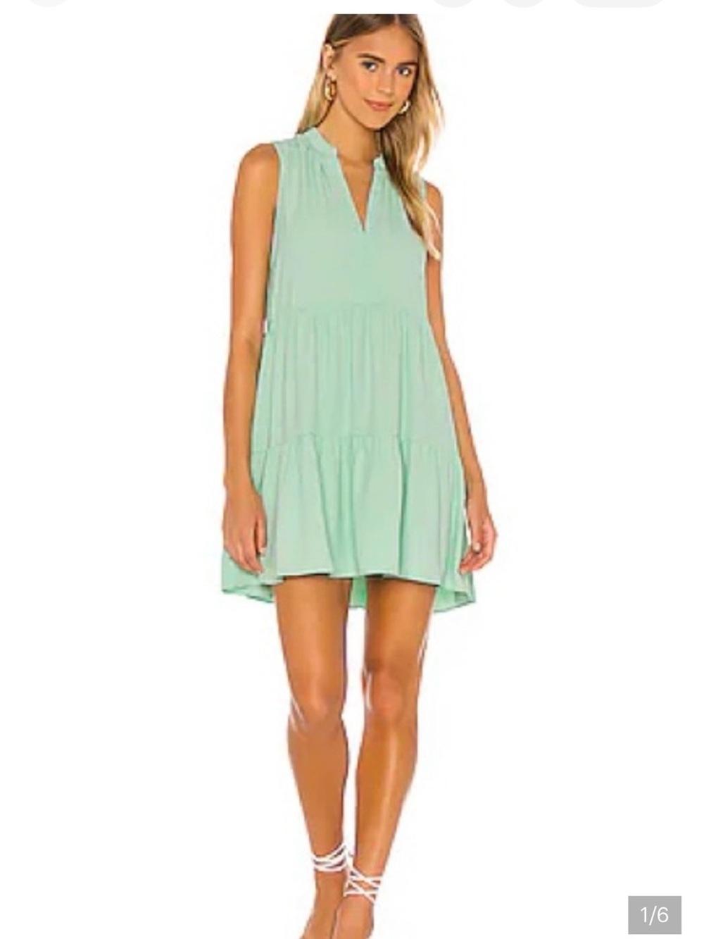 Amanda Uprichard Sleeveless Mint Tiered Cover-Up Dress